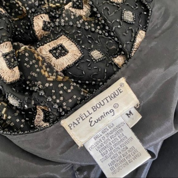 Vintage 70s M Beaded Print Open Jacket Cardigan - Picture 7 of 8